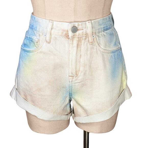 BLANK NYC Colorful Tye Dye Jean Shorts Hi Waist NEW THE REEVE 26 - Picture 1 of 2